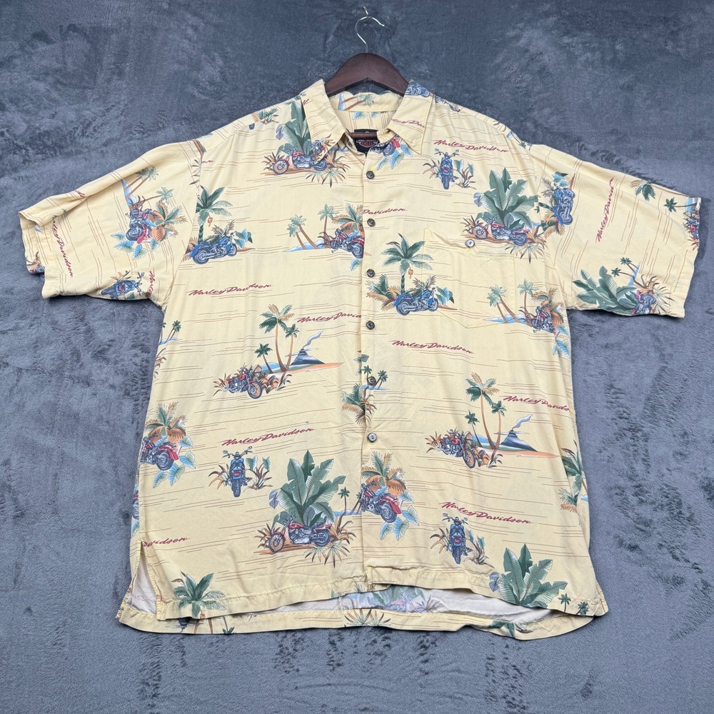 Harley-Davidson Button Shirt Mens XL Tori Richard Tropical Biker Vintage VGC